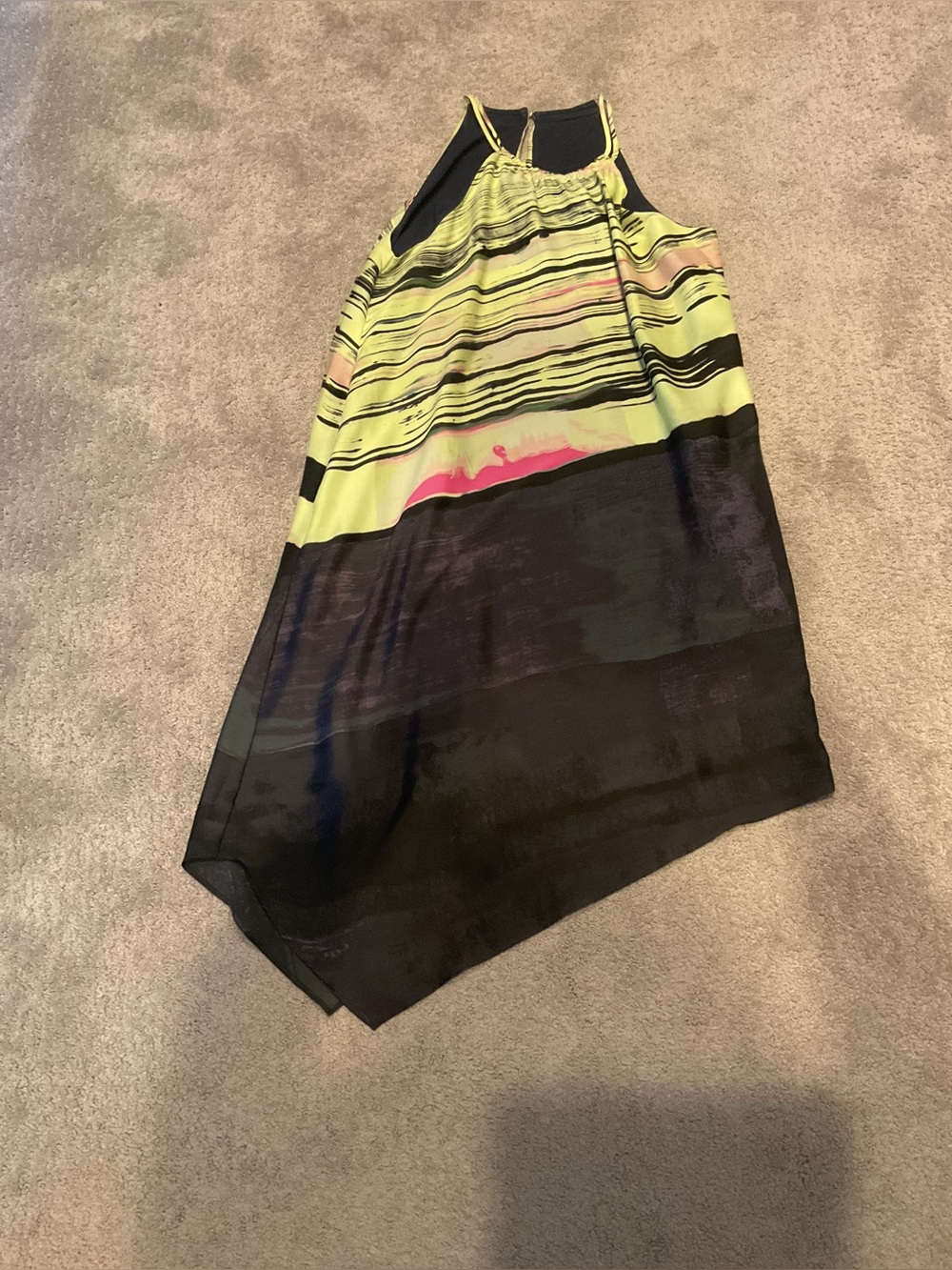 RACHEL Rachel Roy Neon Yellow, Black & Pink Asymmetrical Skirt